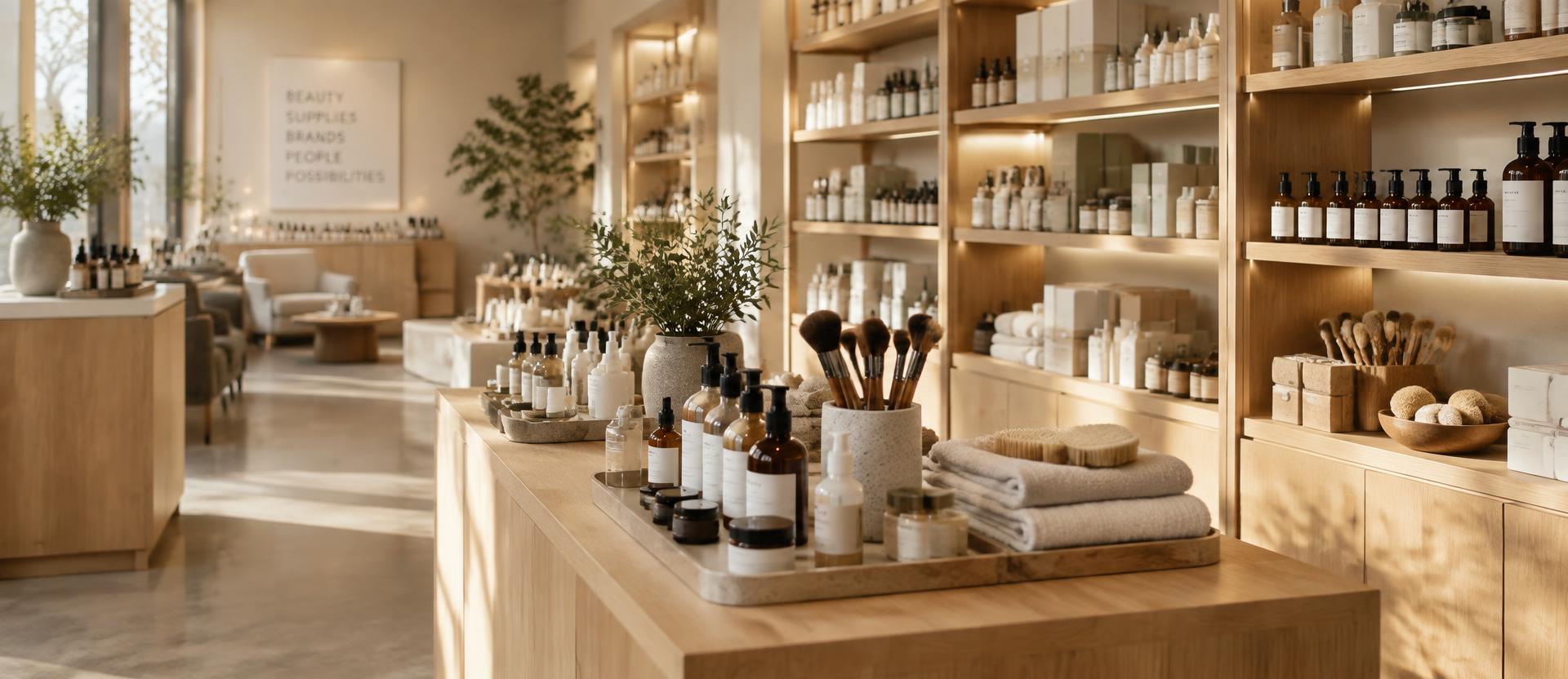Atrih Beauty wholesale showroom shelving